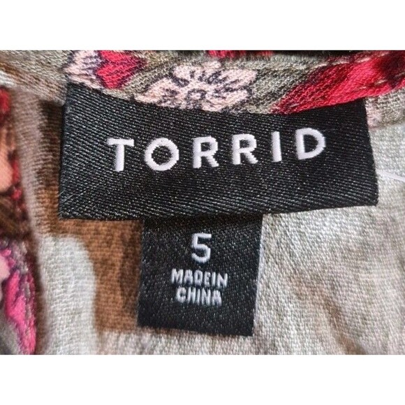 TORRID Women Plus Size 5X Floral Ruffle Tunic Dress Green Long Sleeve 20NA - Picture 4 of 6